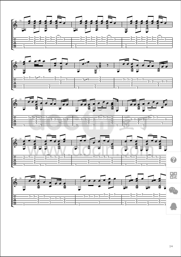 roar指弹谱 原调六线谱_豆丁网编配_Katy Perry