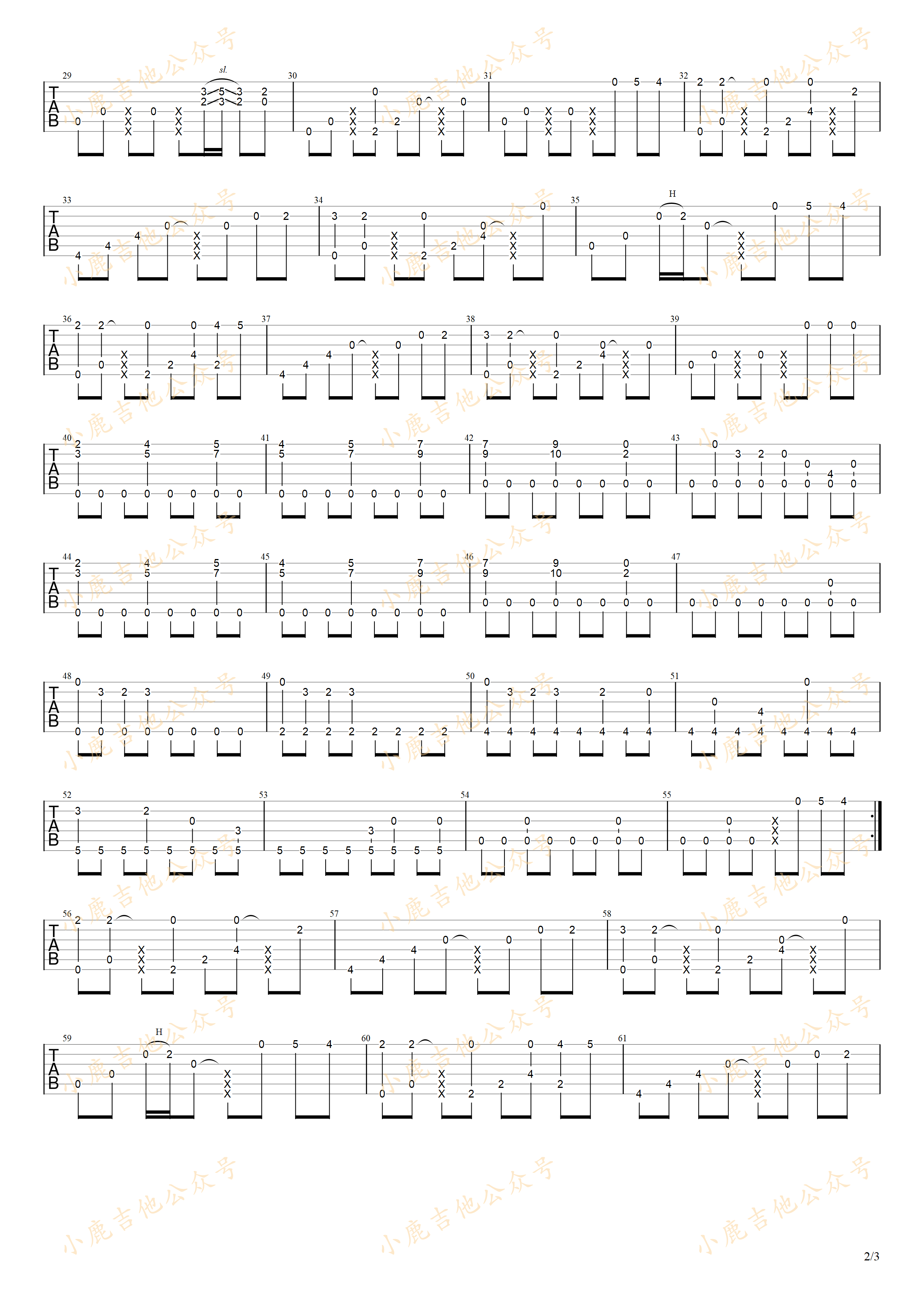 New Song-岸部真明 指弹吉他谱（小鹿吉他）