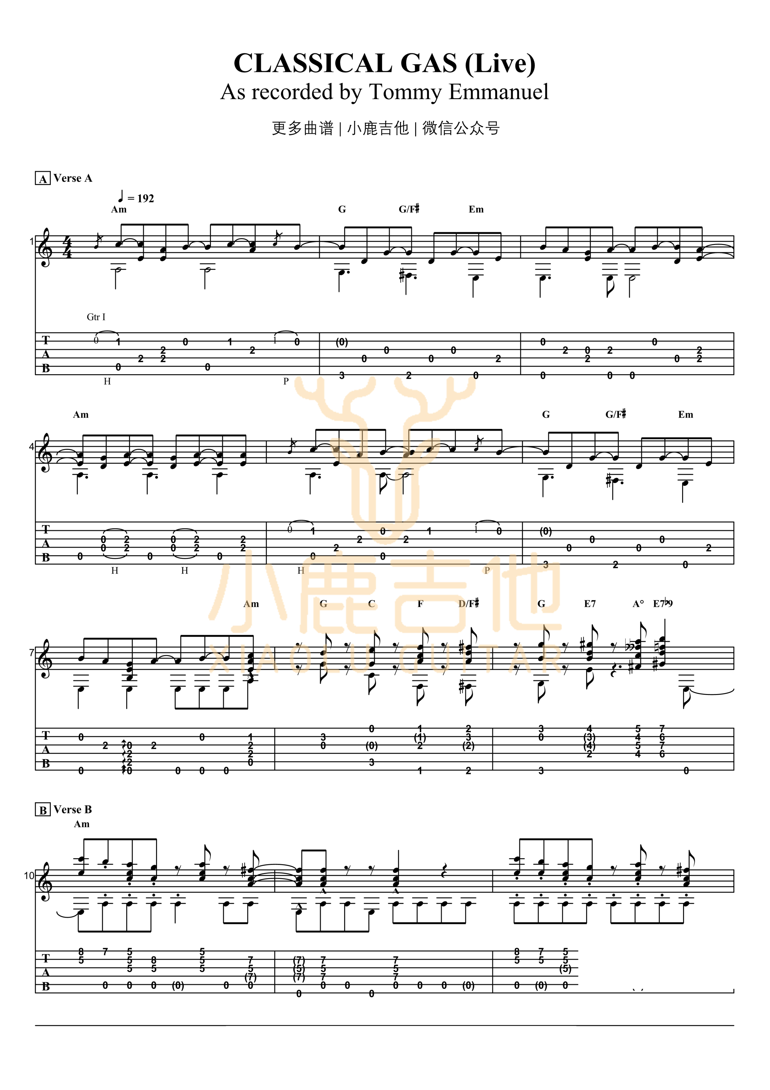Classical Gas-Tommy Emmanuel指弹吉他谱