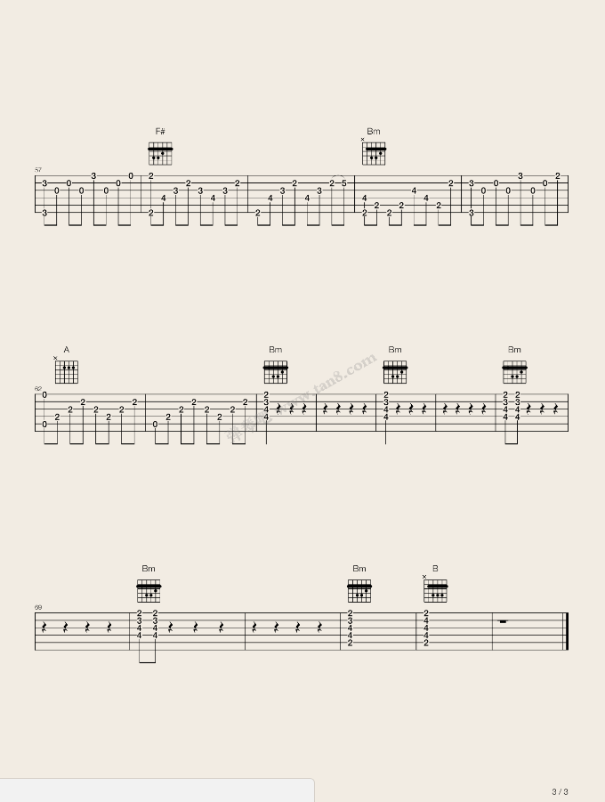 西游记片头曲指弹谱 C调六线谱_弹琴吧编配_吴琳