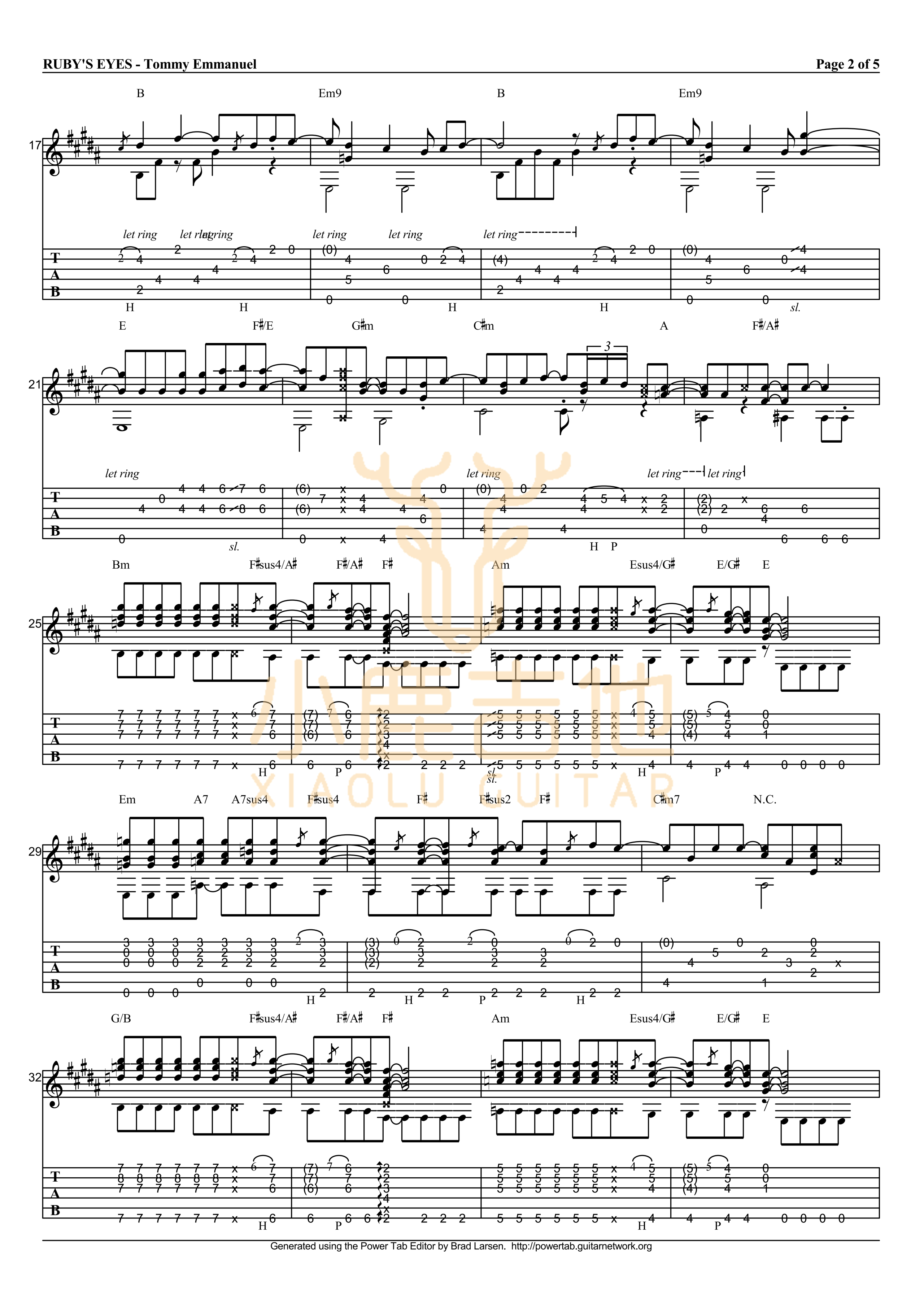 Ruby's eyes-Tommy Emmanuel指弹吉他谱（小鹿吉他）