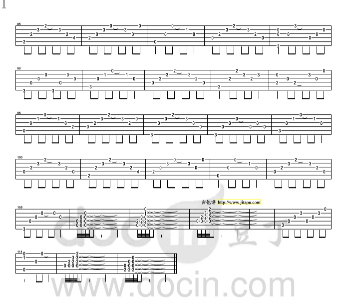 起床指弹谱 原调六线谱_豆丁网编配_品冠