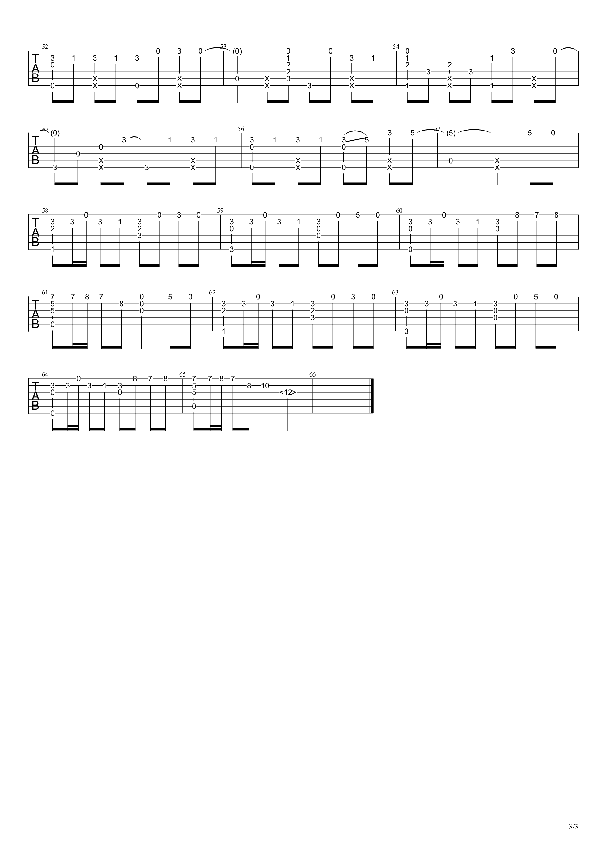 寄明月指弹谱 原调六线谱_高清版_S.I.N.G