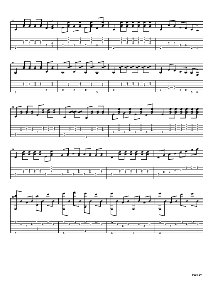 渔舟晚唱指弹谱 原调六线谱_精选版_民族乐团