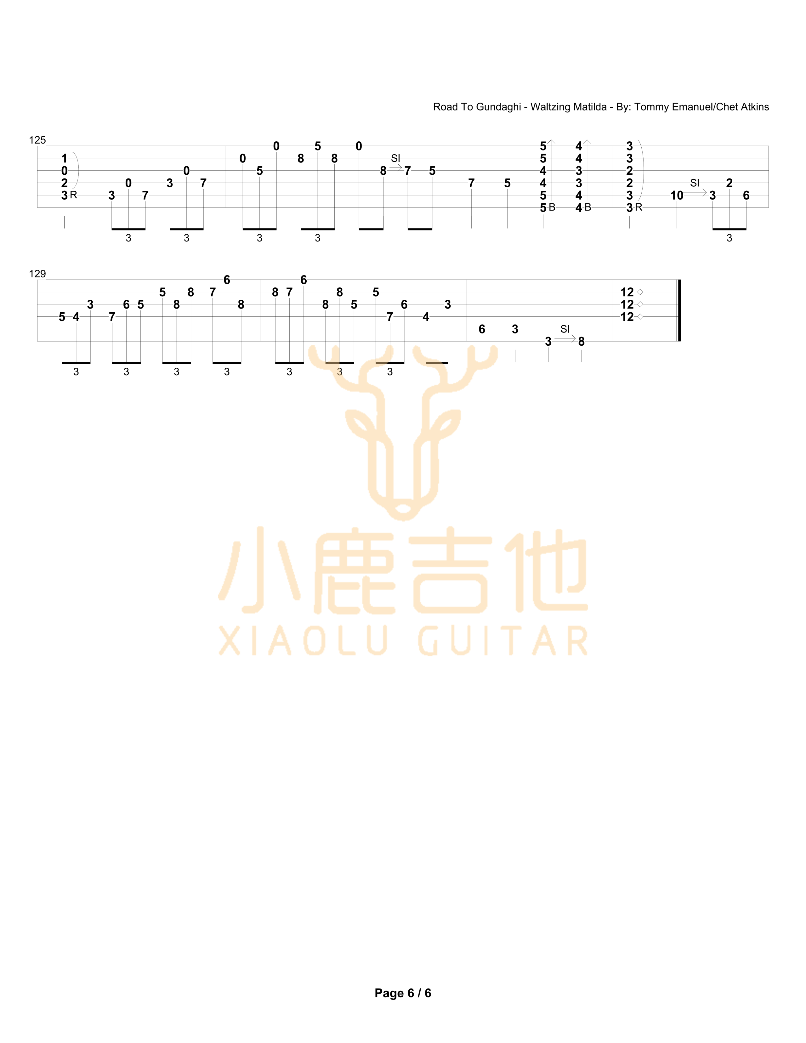 Road To Gundaghi-Waltzing Matilda-Tommy Emmanuel指弹吉他谱（小鹿吉他）