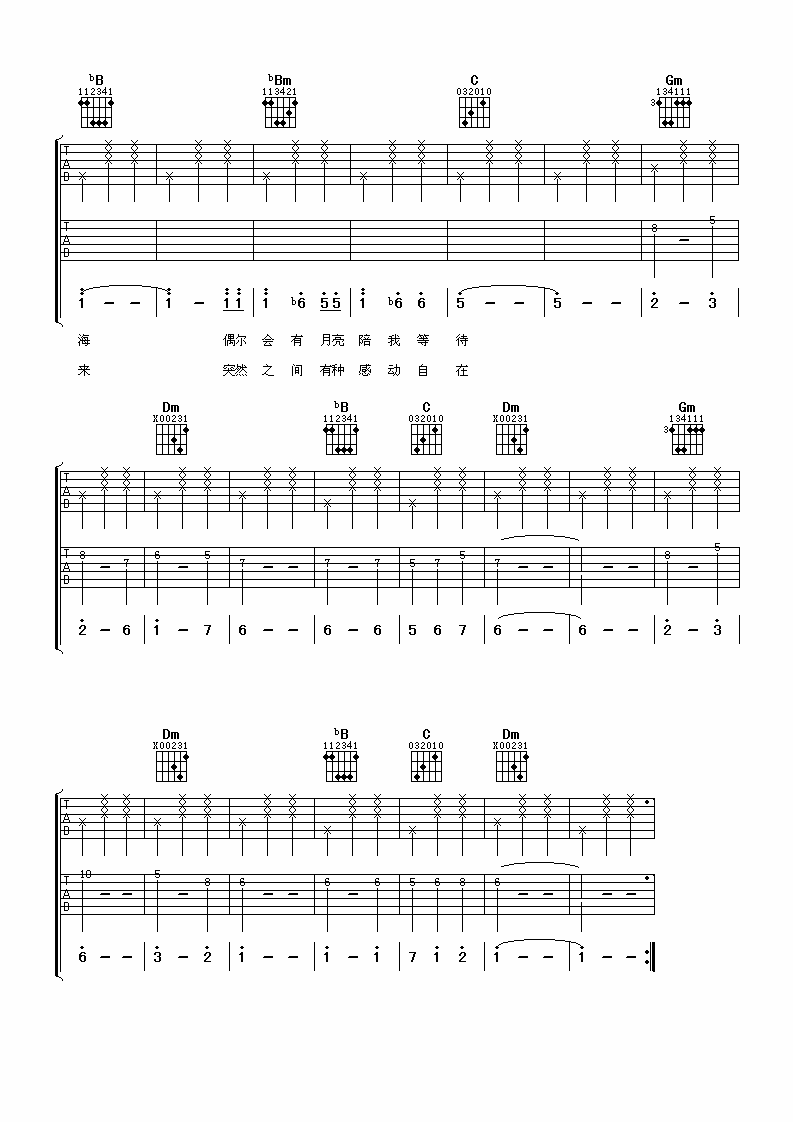 星星亮了吉他谱 F调六线谱_阿潘音乐工场编配_阿牛