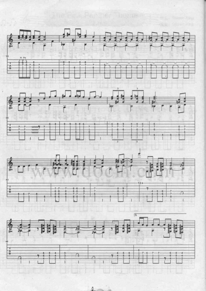 顽皮豹指弹谱 原调六线谱_豆丁网编配_动漫主题曲