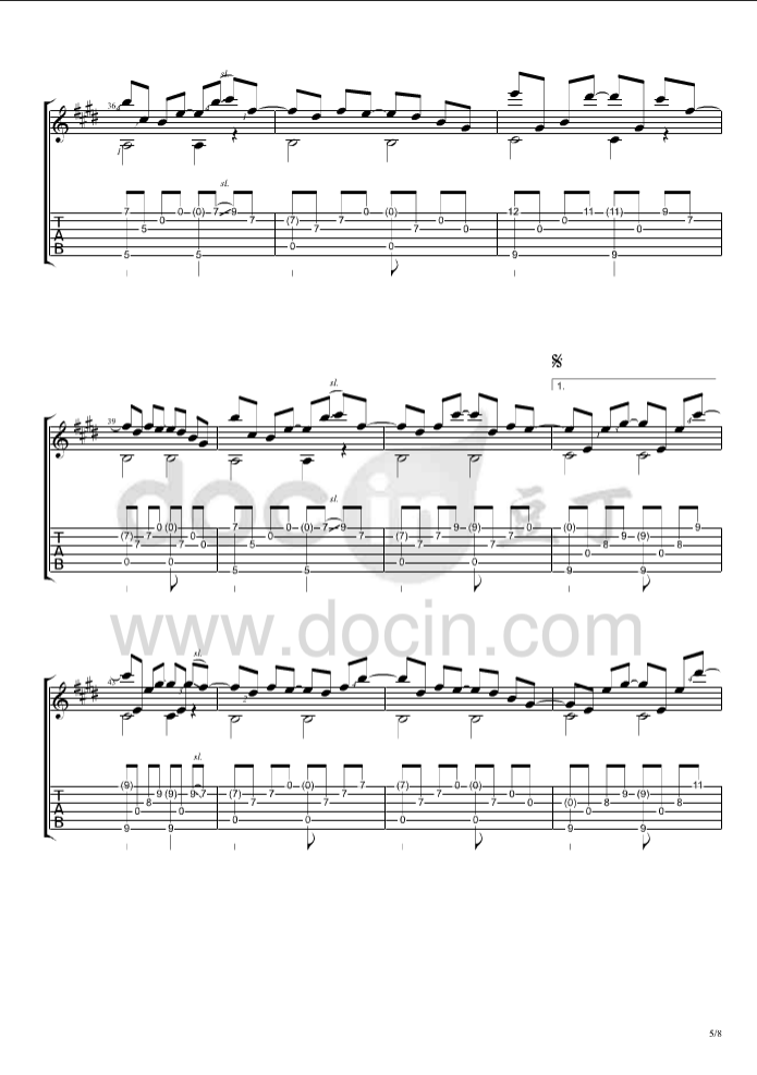 星河指弹谱 C调六线谱_豆丁网编配_曹思义