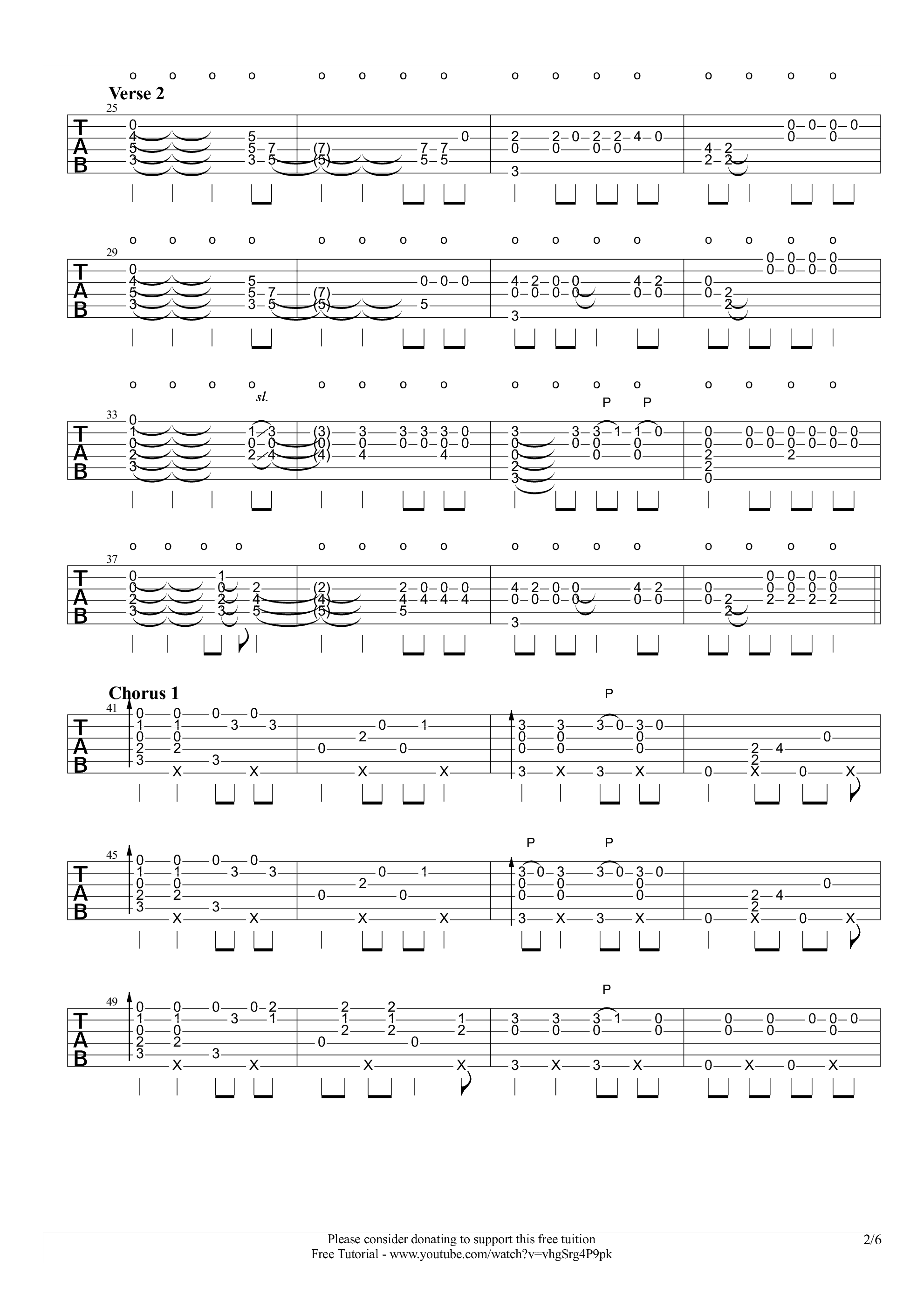 viva la vida指弹谱 原调六线谱_高清版_酷玩乐队