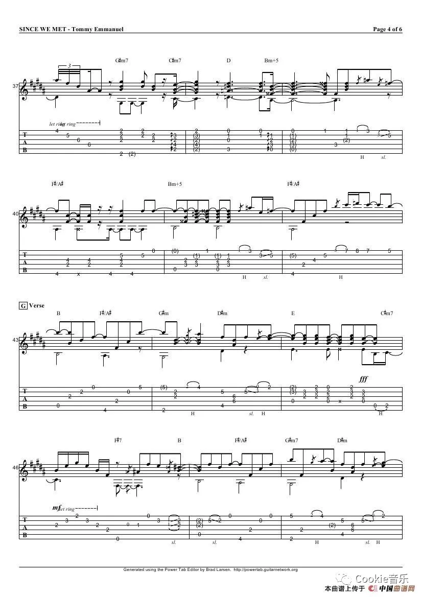 Since We Met指弹谱 原调六线谱_中国谱曲网编配_Tommy Emmanual