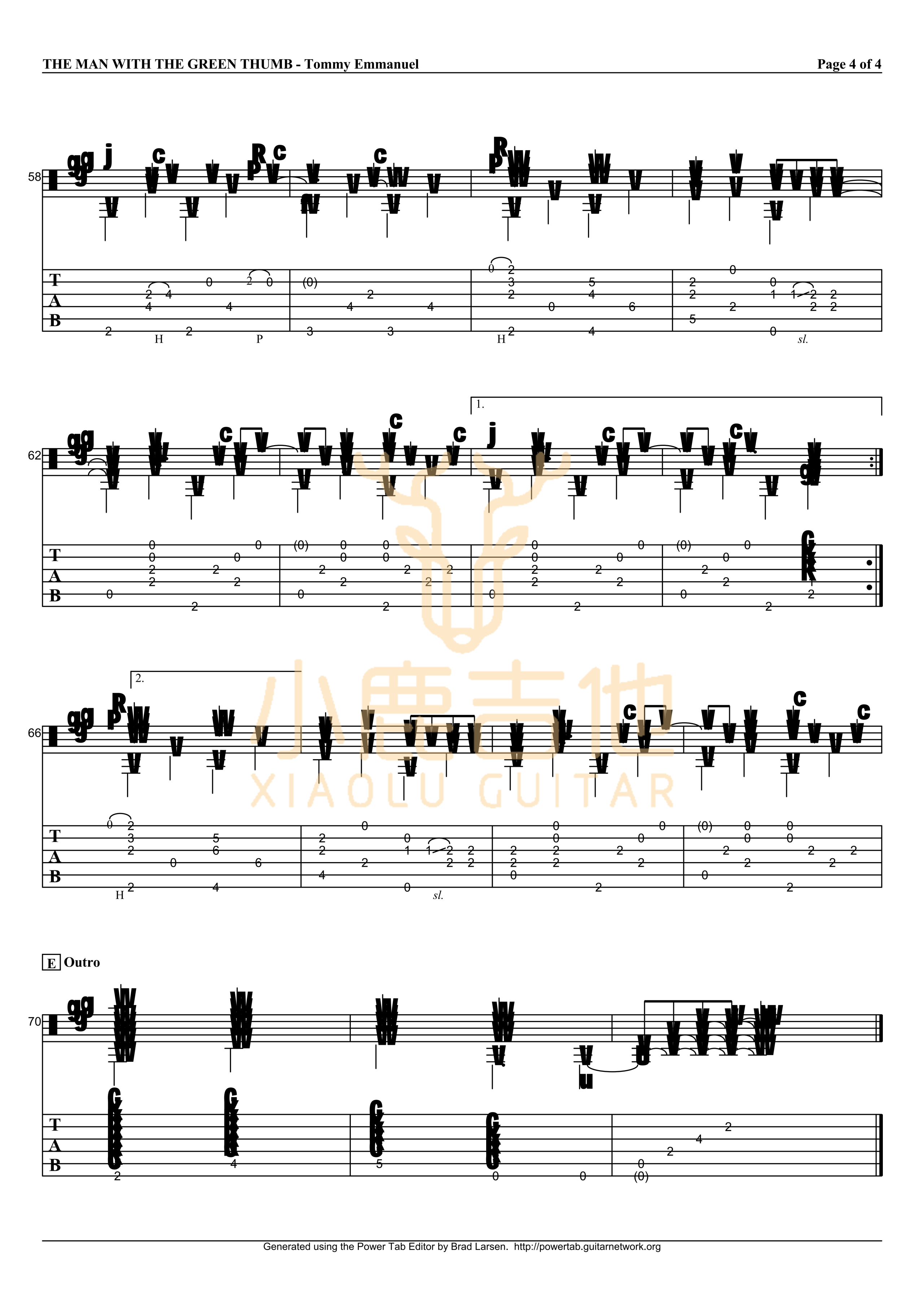 THE MAN WITH THE GREEN THUMB-Tommy Emmanuel指弹吉他谱（小鹿吉他）