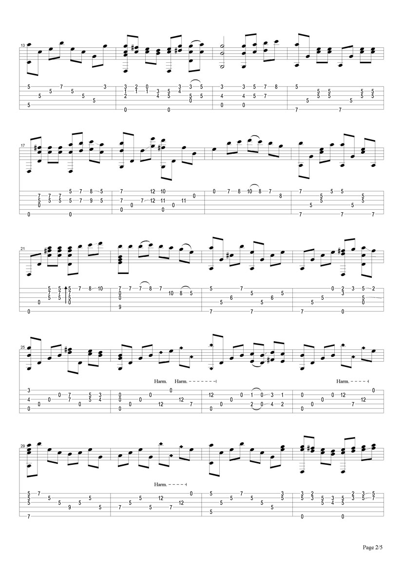 vincent指弹谱 原调六线谱_搜谱网编配_Chet Atkins