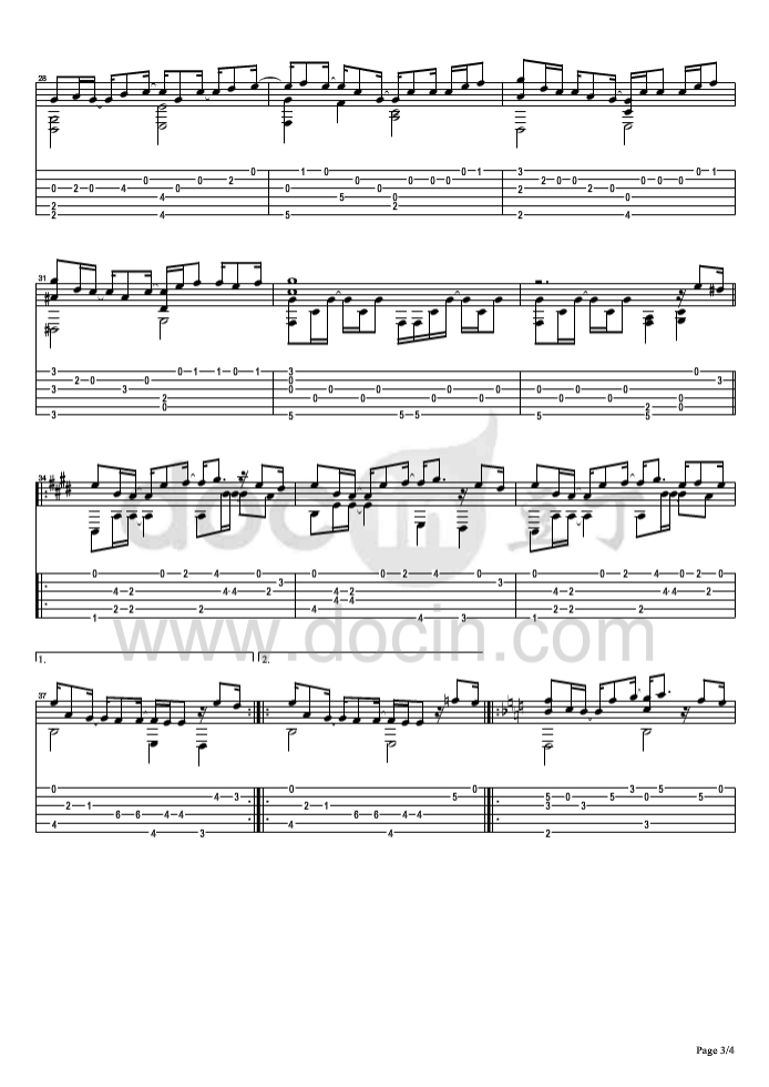 一番の宝物指弹谱 E调六线谱_豆丁网编配_Angel Beats