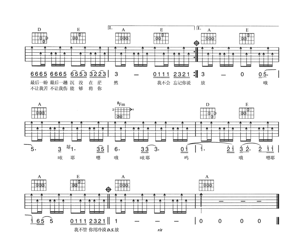 SOPHIA吉他谱 G调六线谱_附前奏_齐秦