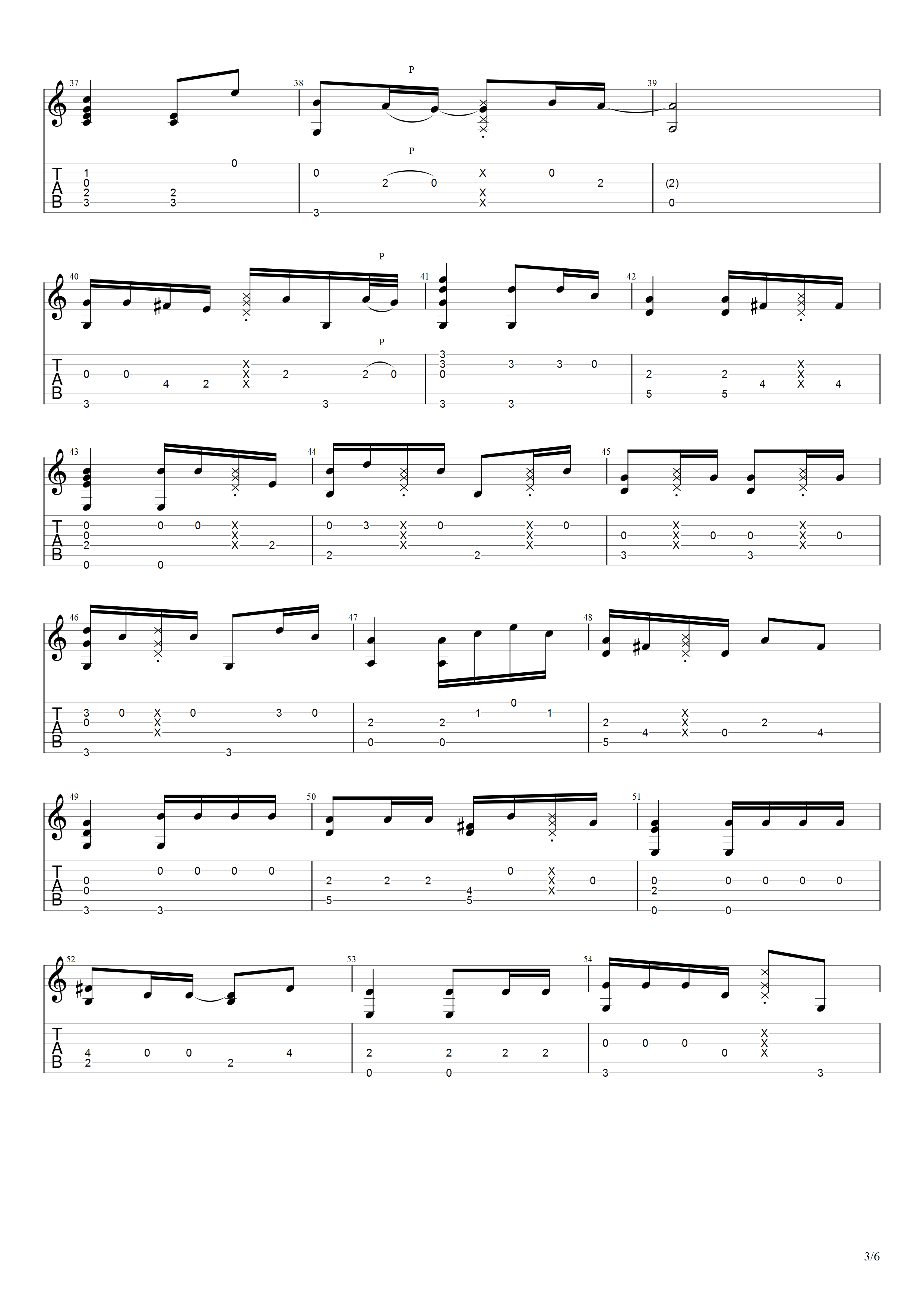 清新的小女孩指弹谱 原调六线谱_高清版_缅甸神曲