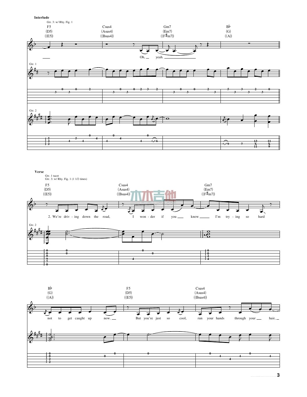 fearless吉他谱 A调女生版_木木吉他编配_Taylor Swift