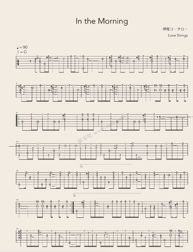 in the morning吉他指弹谱 C调原版_豆丁编配_押尾桑