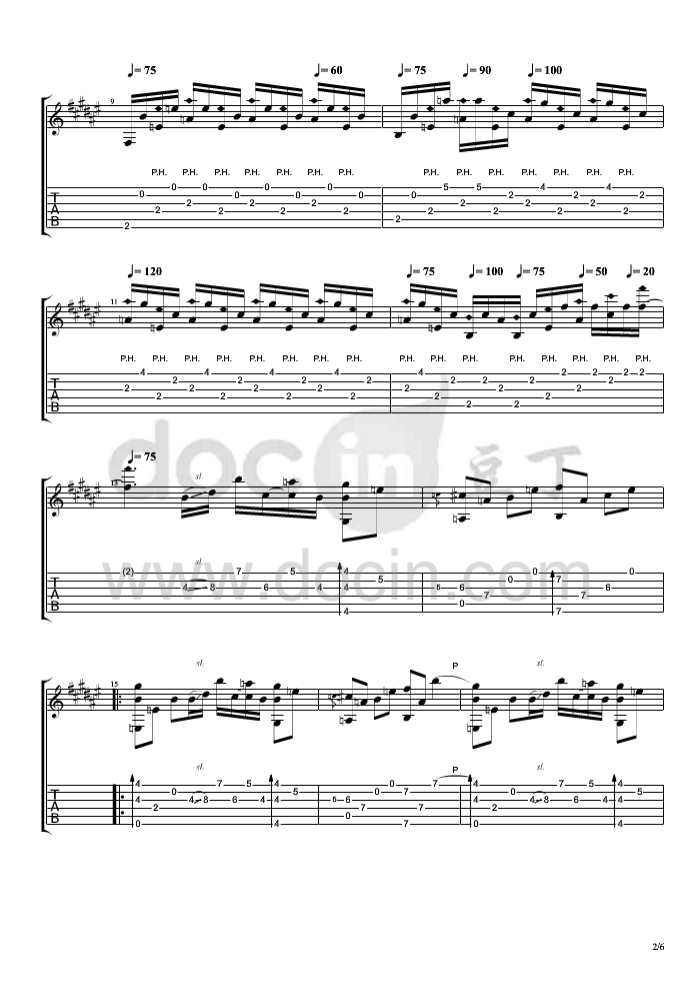 锦里吉他指弹谱 原版六线谱_豆丁网编配_胡洋