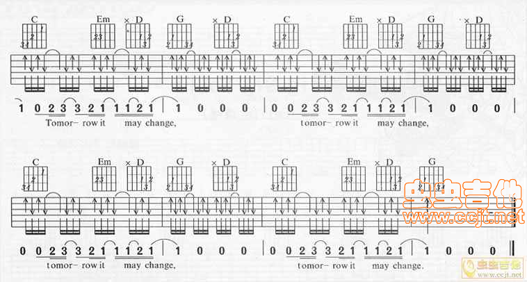 tomorrow吉他谱 G调扫弦版_风华艺校编配_艾薇儿