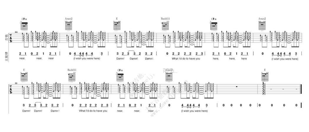 Wish You Were Here吉他谱 E调精选版_大伟吉他教室编配_艾薇儿