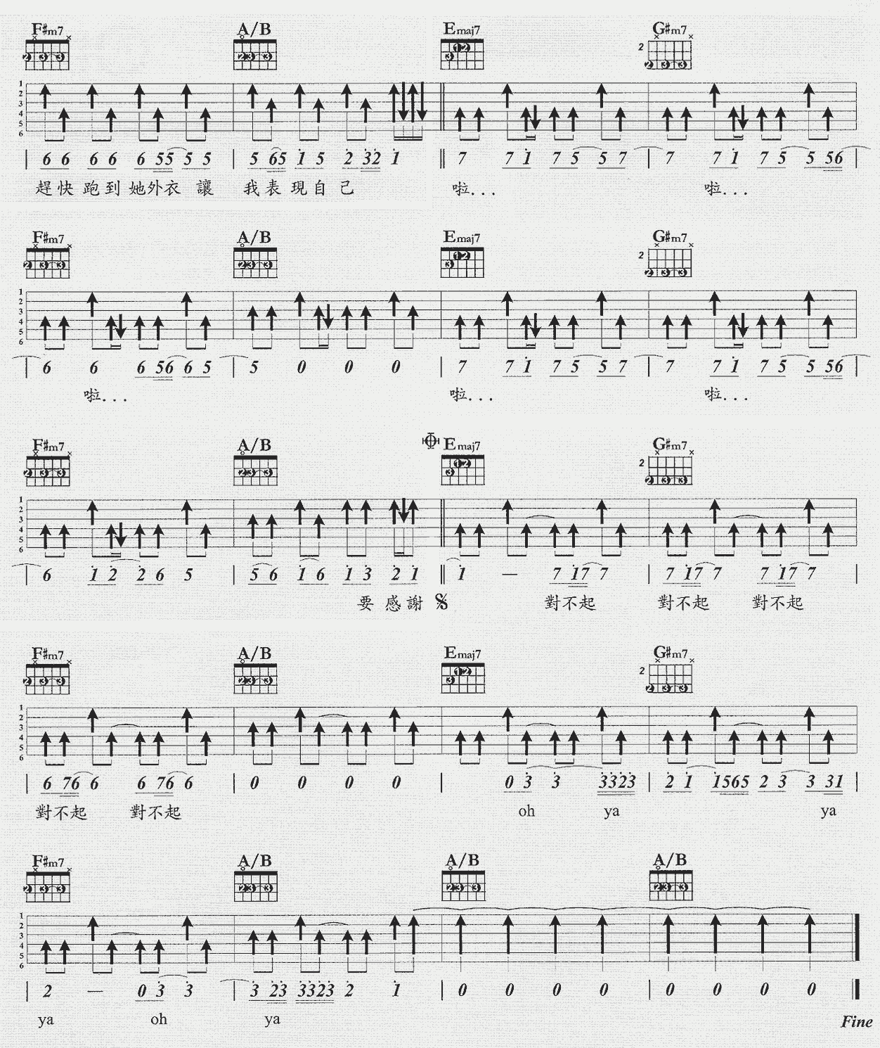 小小虫吉他谱 原调六线谱_新歌宅急便编配_方大同