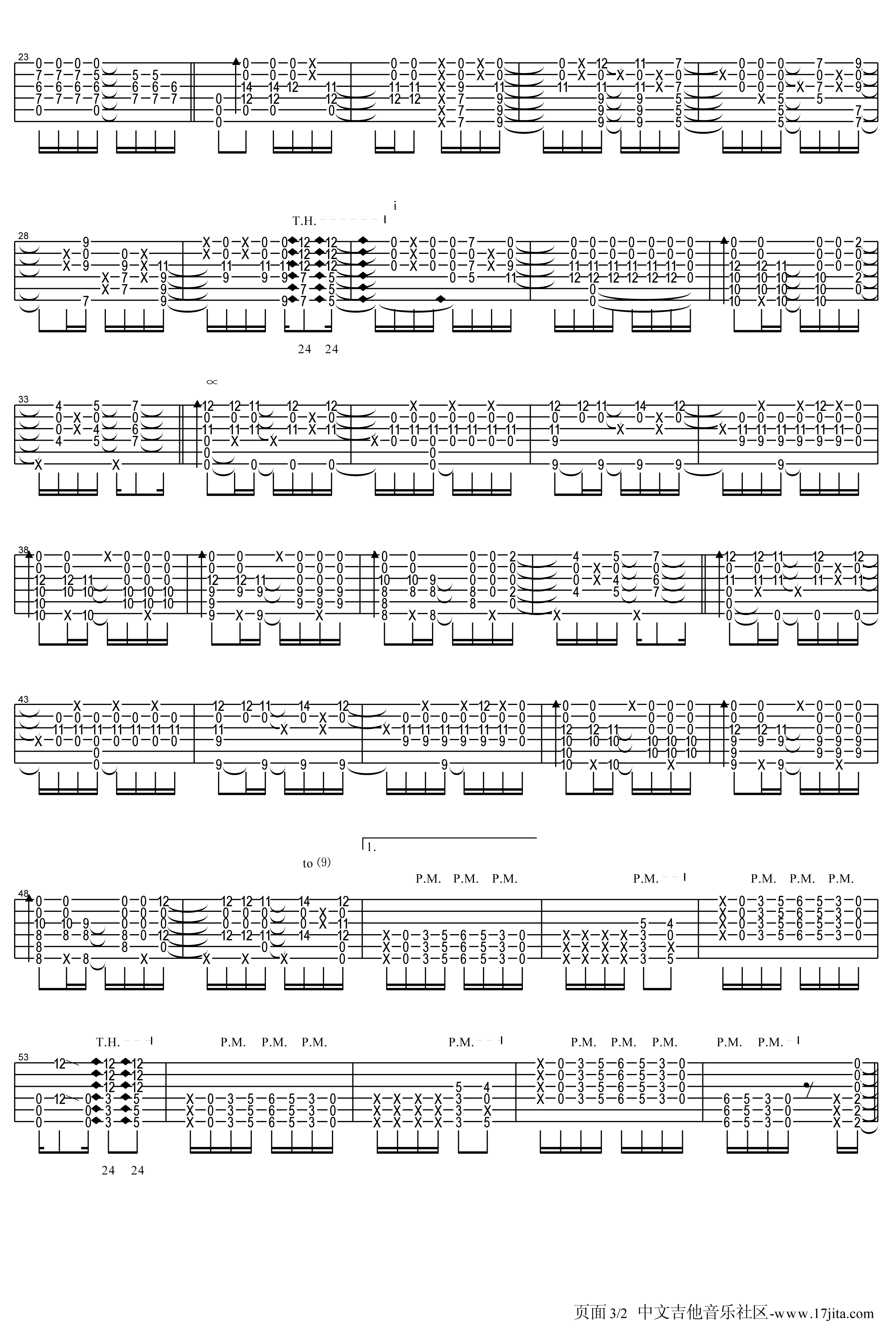 wings you are the hero指弹谱 D调六线谱_17吉他编配_押尾桑