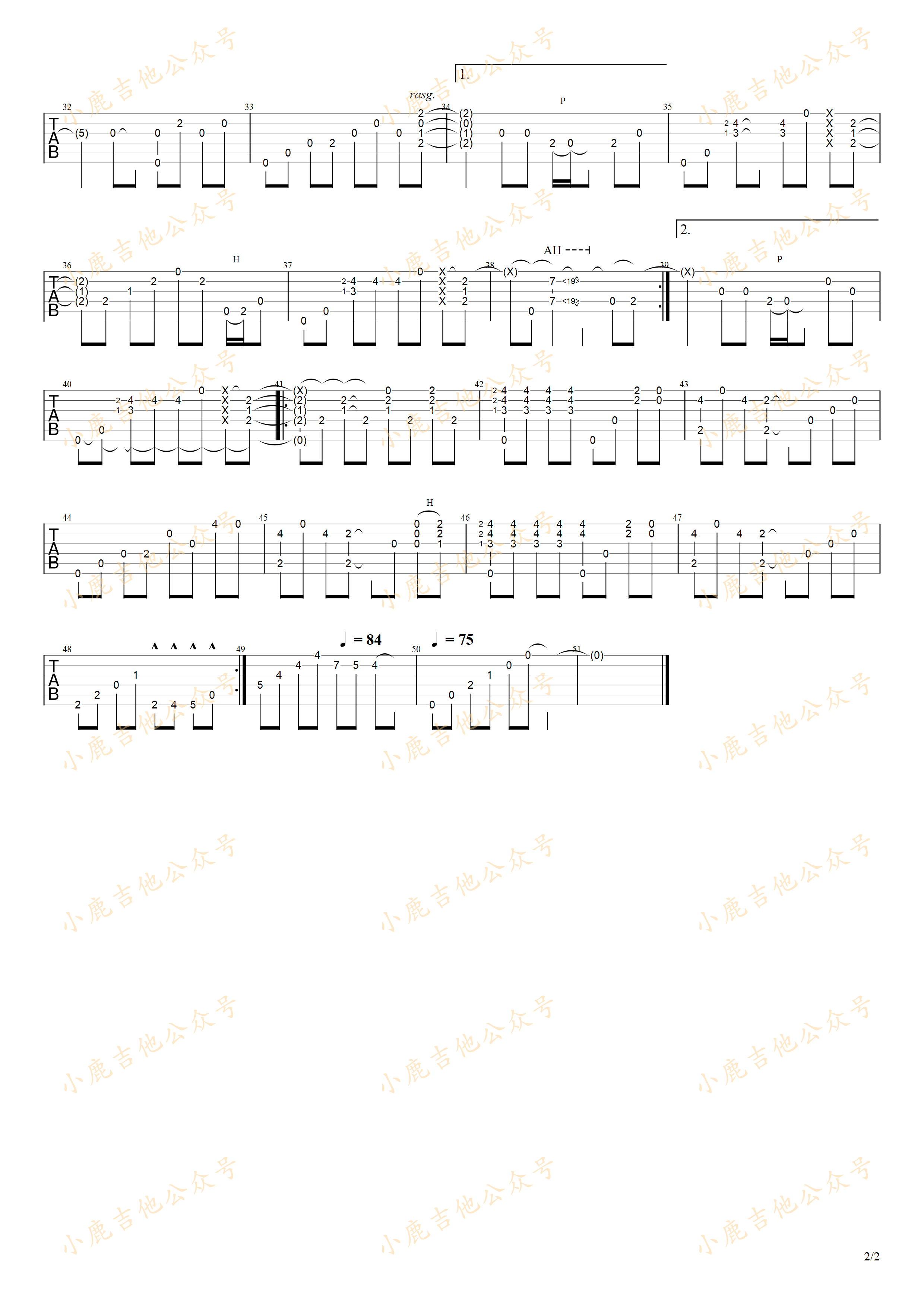 Yesterday Once More（昨日重现）-岸部真明 指弹吉他谱（小鹿吉他）