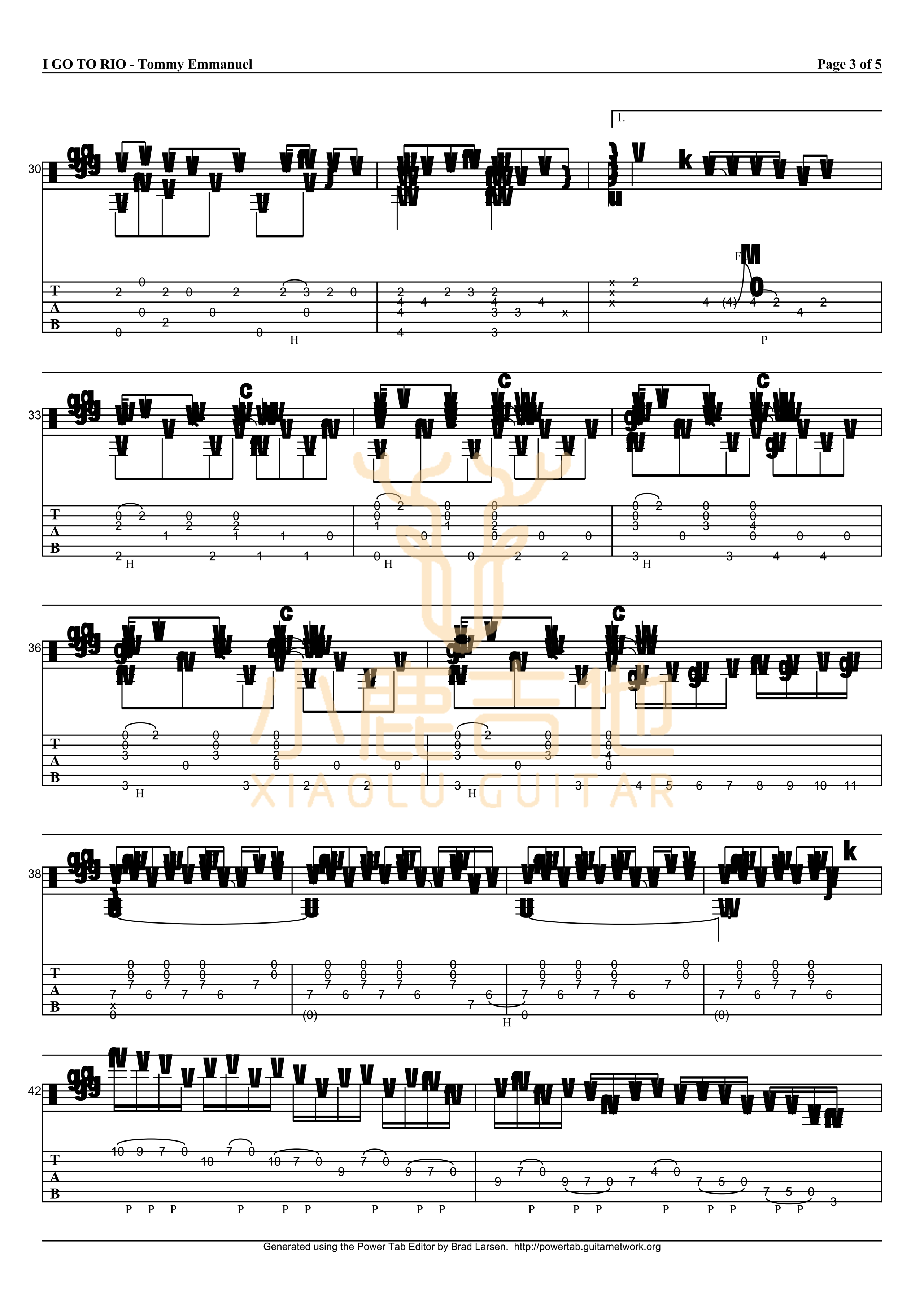 I Go To Rio-Tommy Emmanuel指弹吉他谱(小鹿吉他)