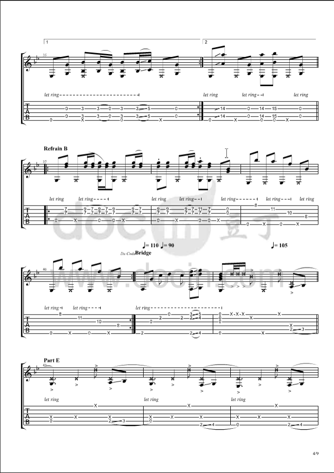 memories指弹谱 原调六线谱_豆丁网编配_Tobias_Rauscher