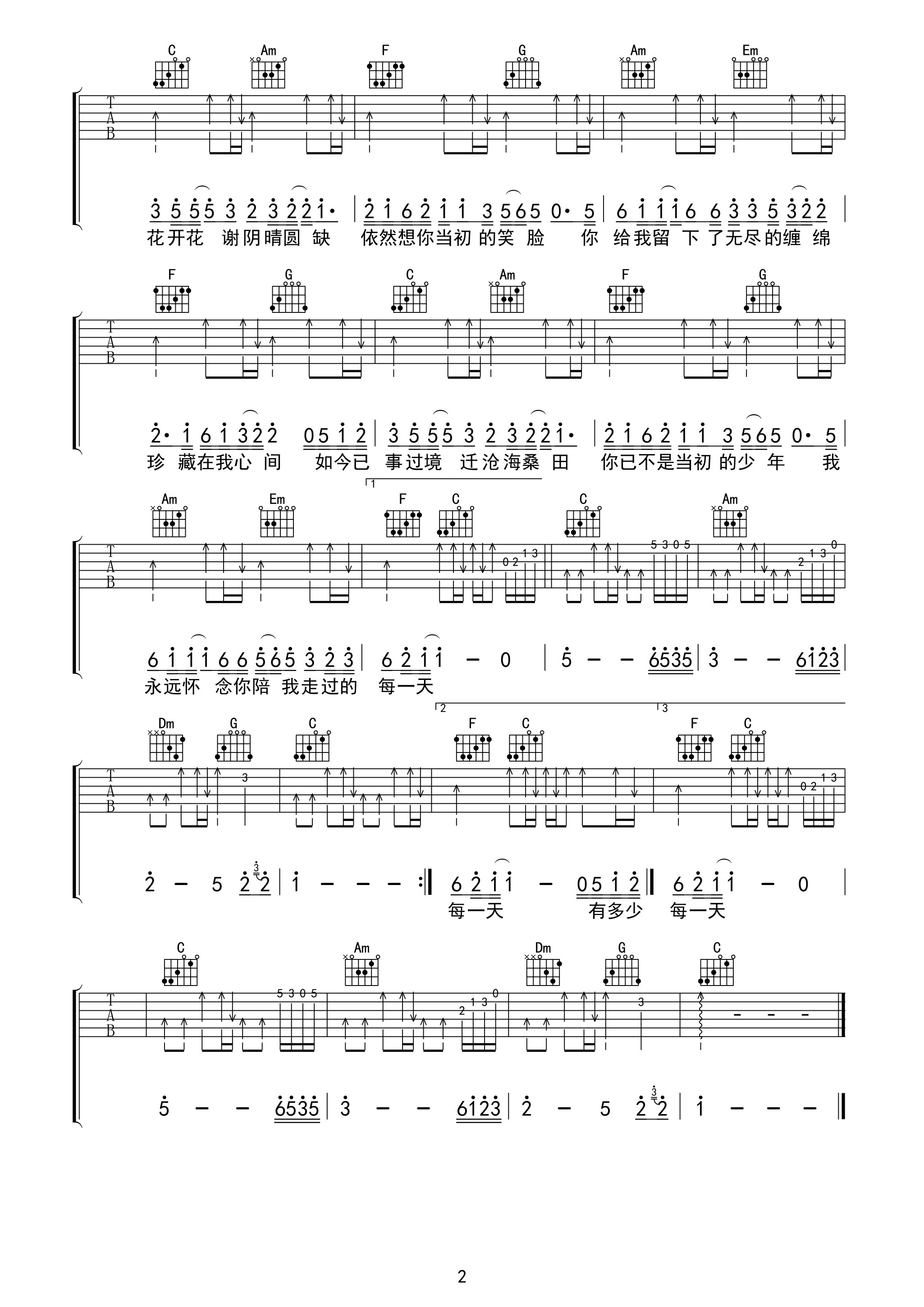 这条街吉他谱 E调女生版_吃稀饭长得帅编配_云菲菲