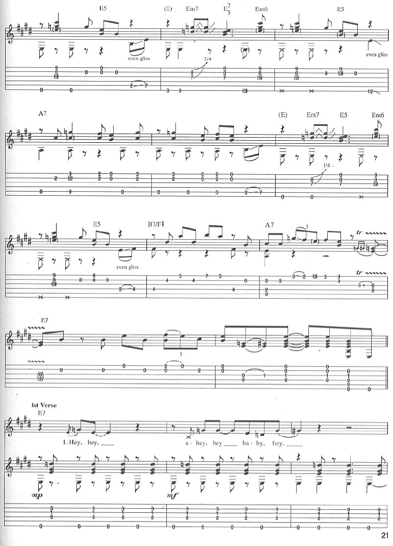 hey hey指弹谱 原调六线谱_虫虫吉他编配_Eric Clapton