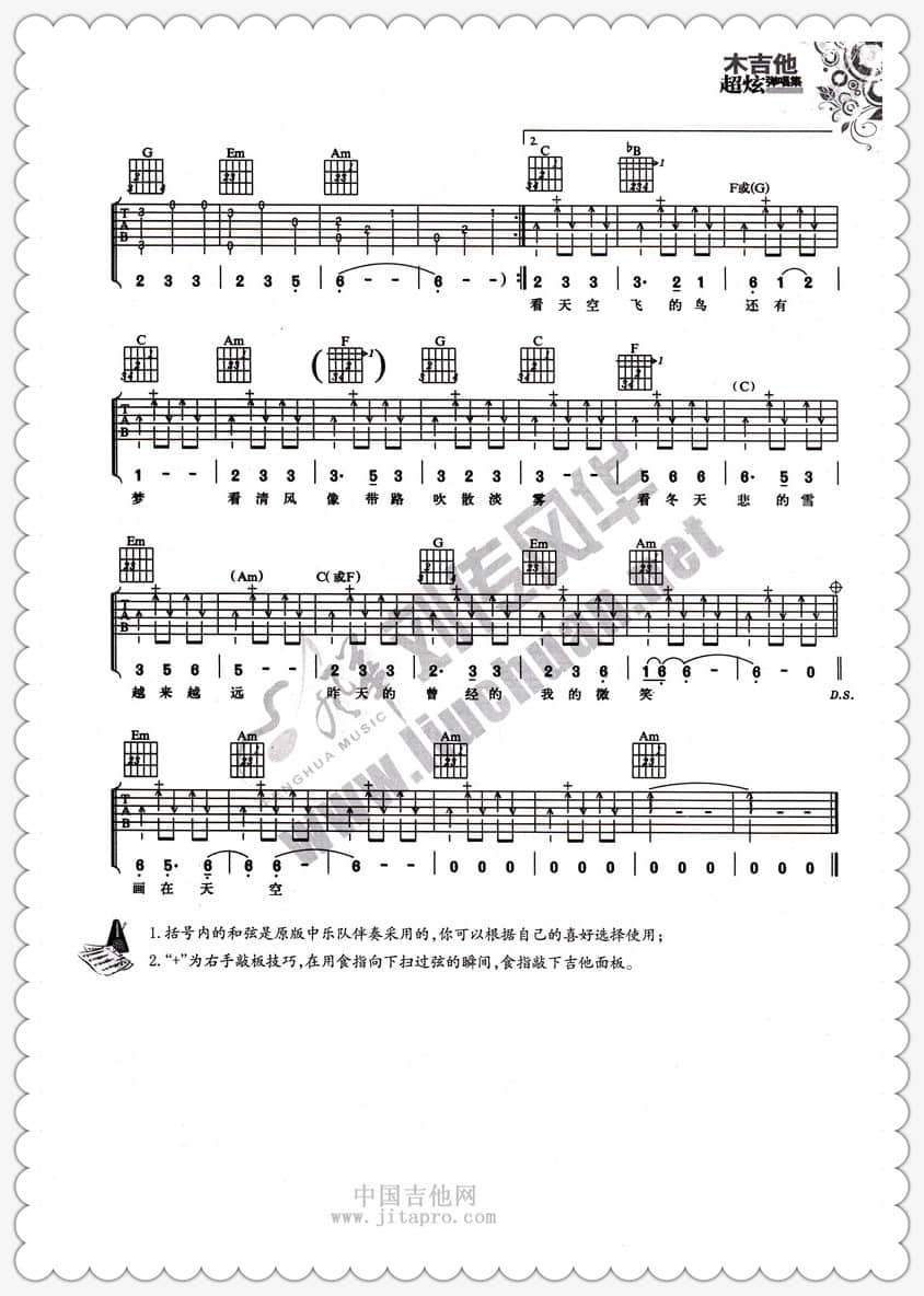 希望吉他谱 B调六线谱_刘传风华编配_陈慧琳