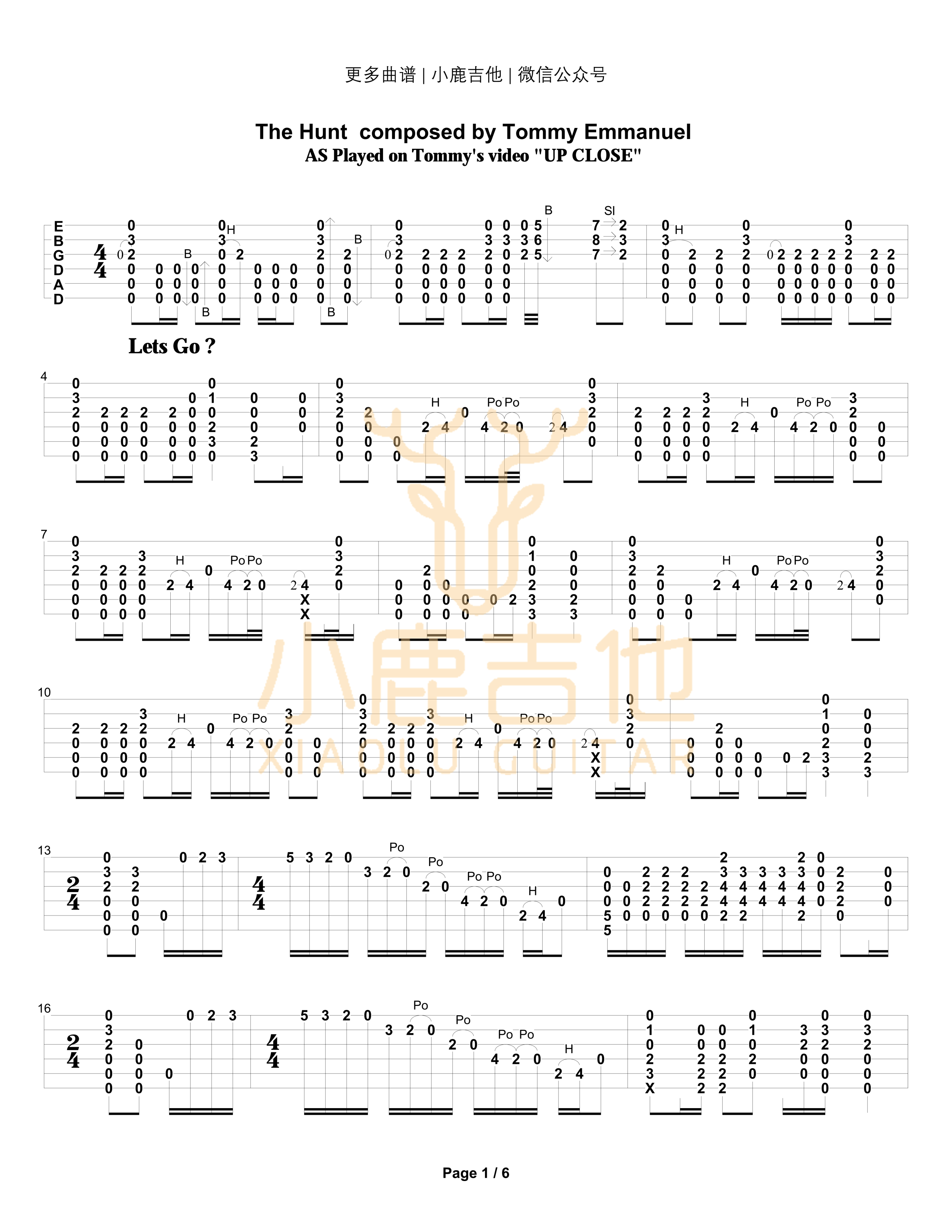 the-hunt-from-up-close-Tommy Emmanuel指弹吉他谱（小鹿吉他）