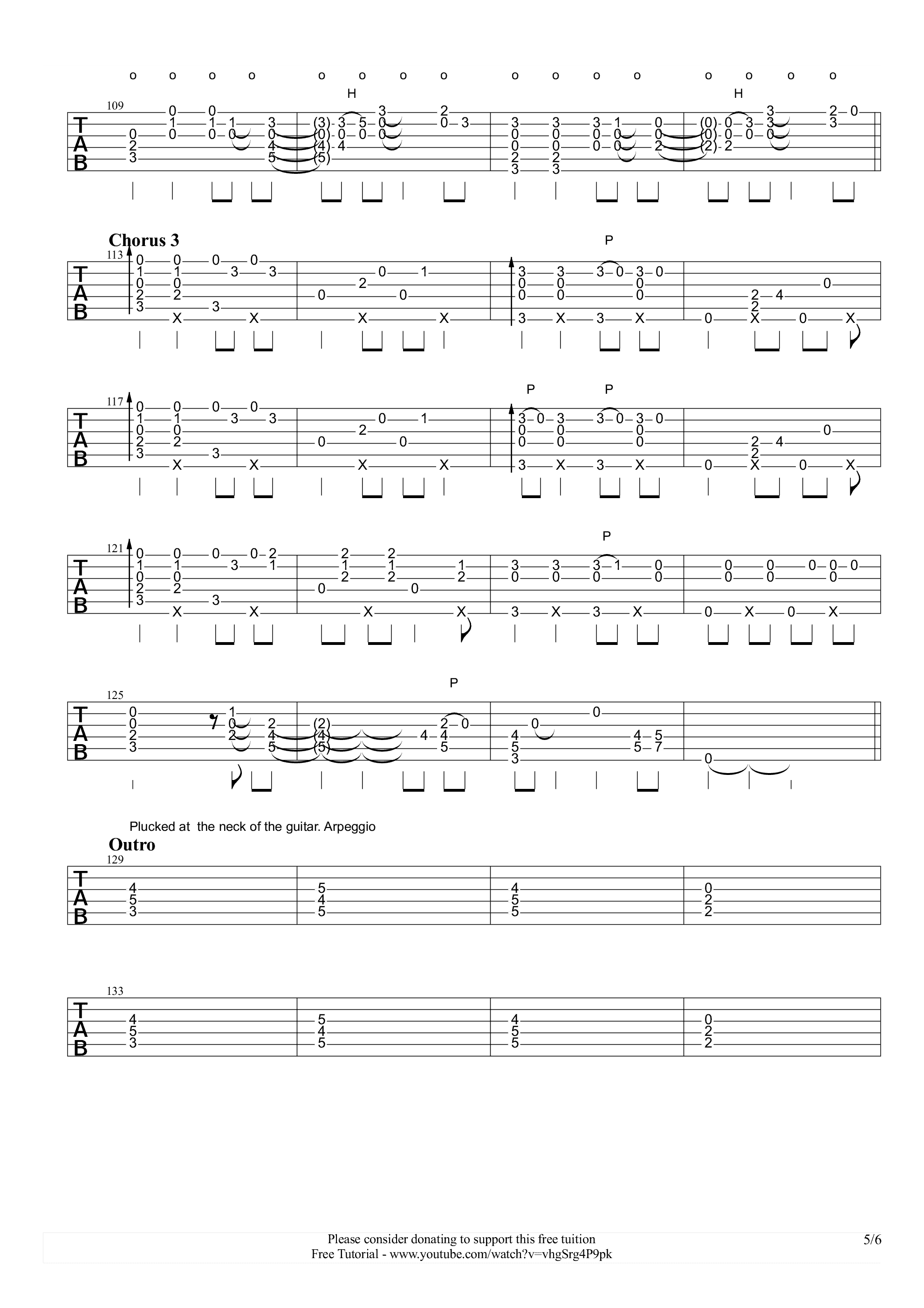viva la vida指弹谱 原调六线谱_高清版_酷玩乐队