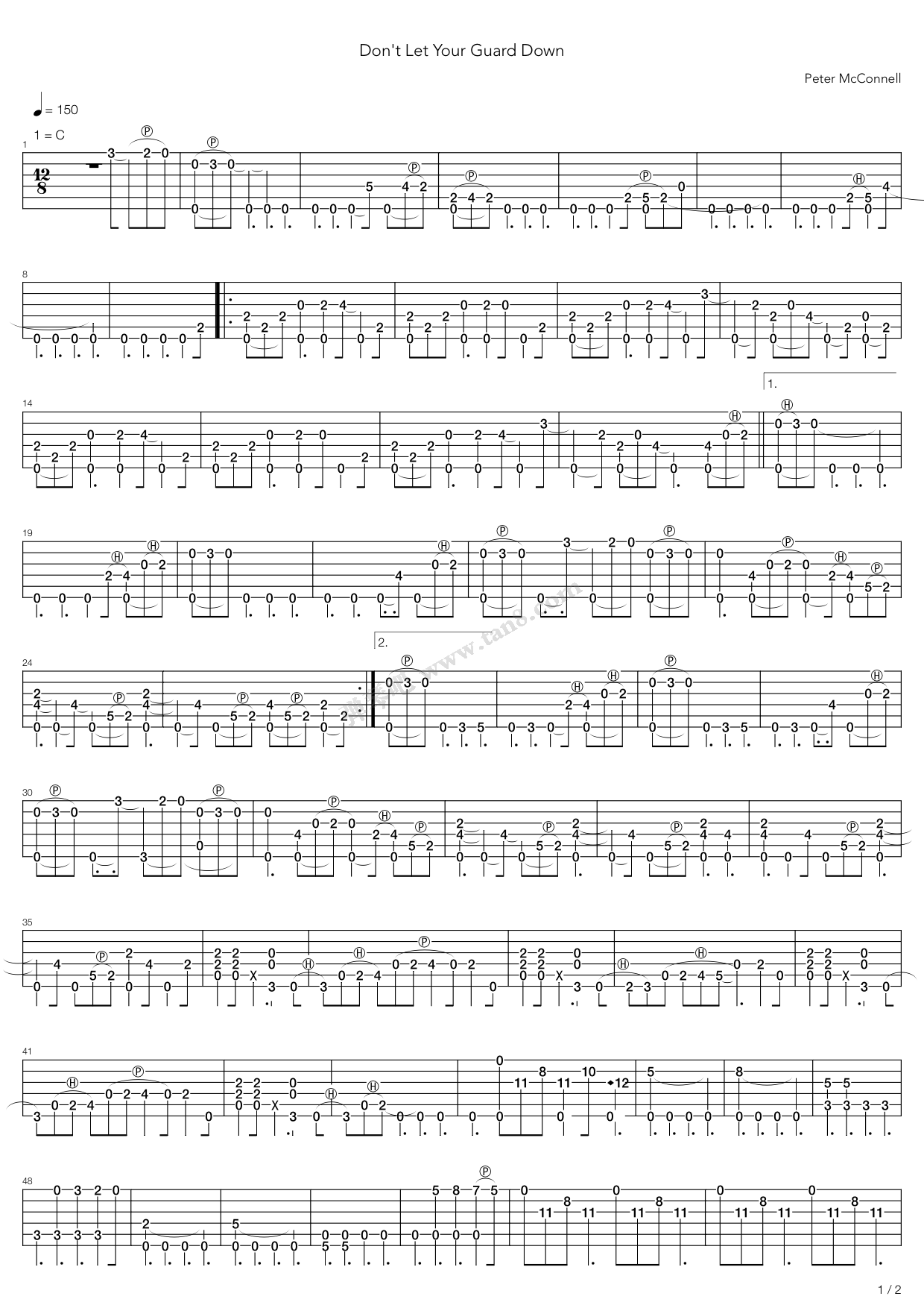 炉石传说指弹谱 G调高清版_弹琴吧编配_炉石传说背景音乐