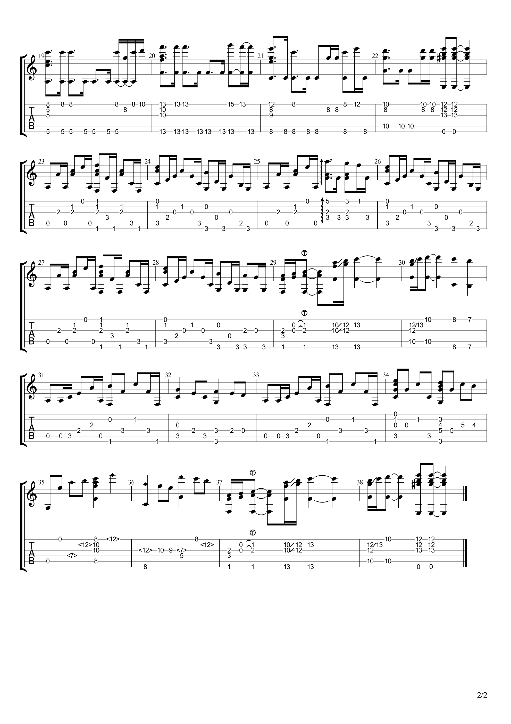 钢铁洪流进行曲指弹谱 原调六线谱_高清版_联合军乐团