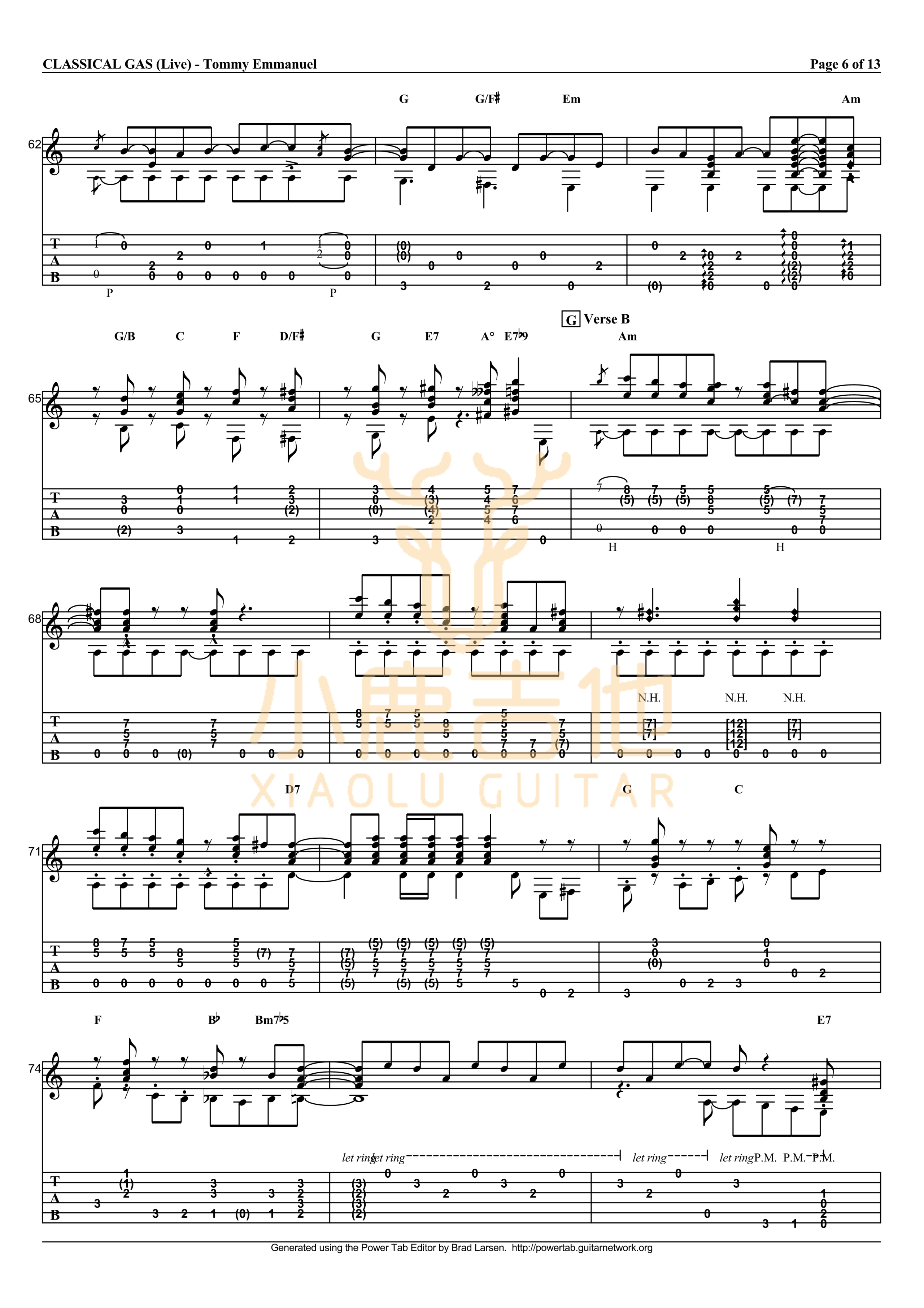 Classical Gas-Tommy Emmanuel指弹吉他谱