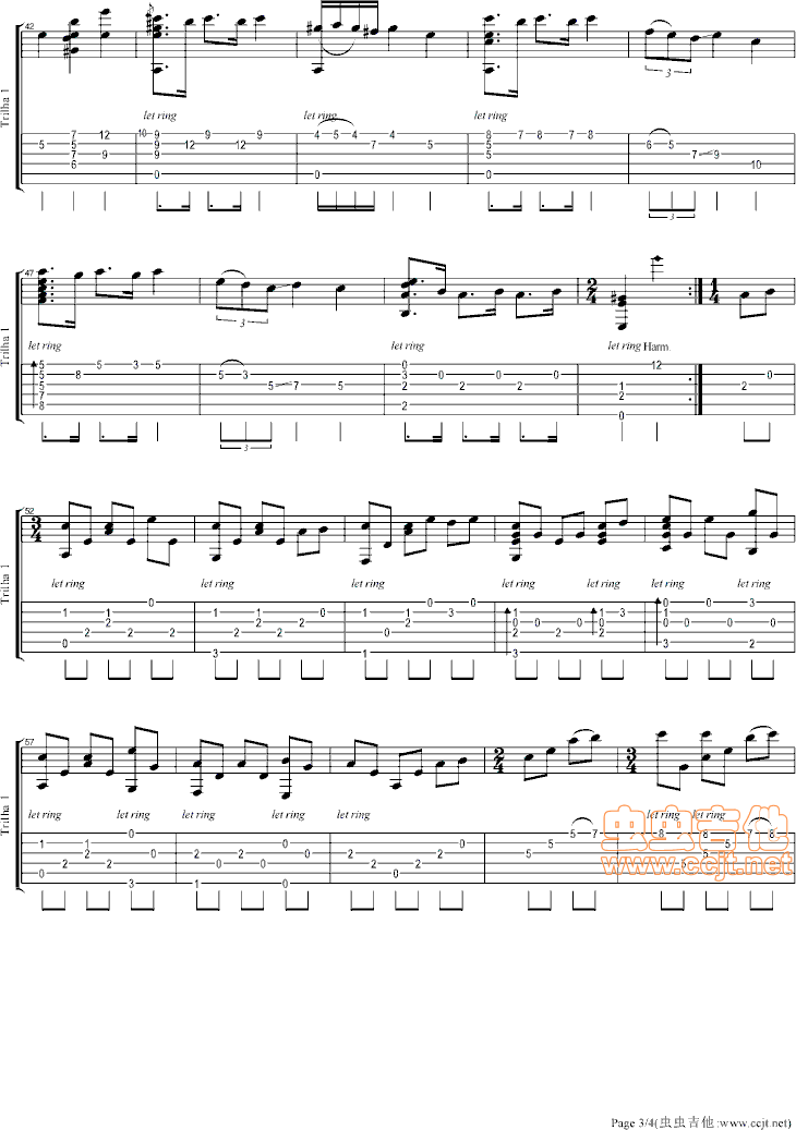 十一月的某一天指弹谱 原调六线谱_虫虫吉他编配_Leo Brower