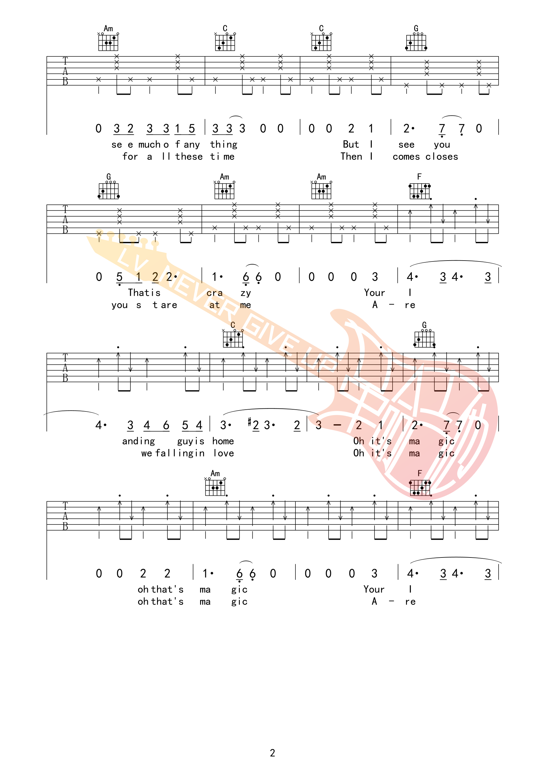 Landing Guy吉他谱 C调革命吉他版