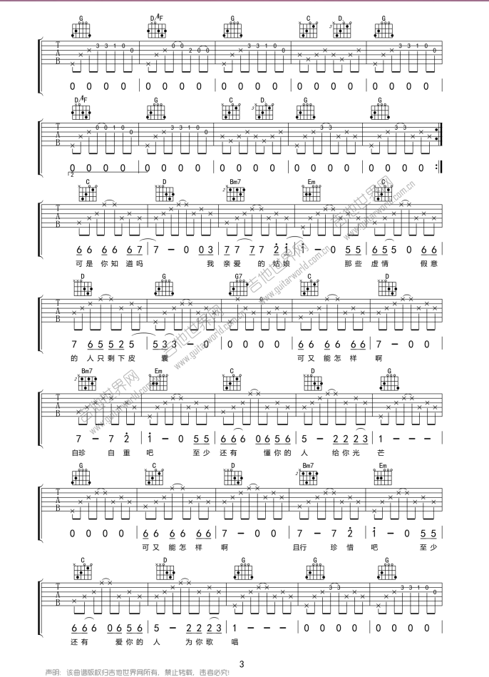 嘎蹦跳吉他谱 G调简单版_鑫哥编配_刘明汉