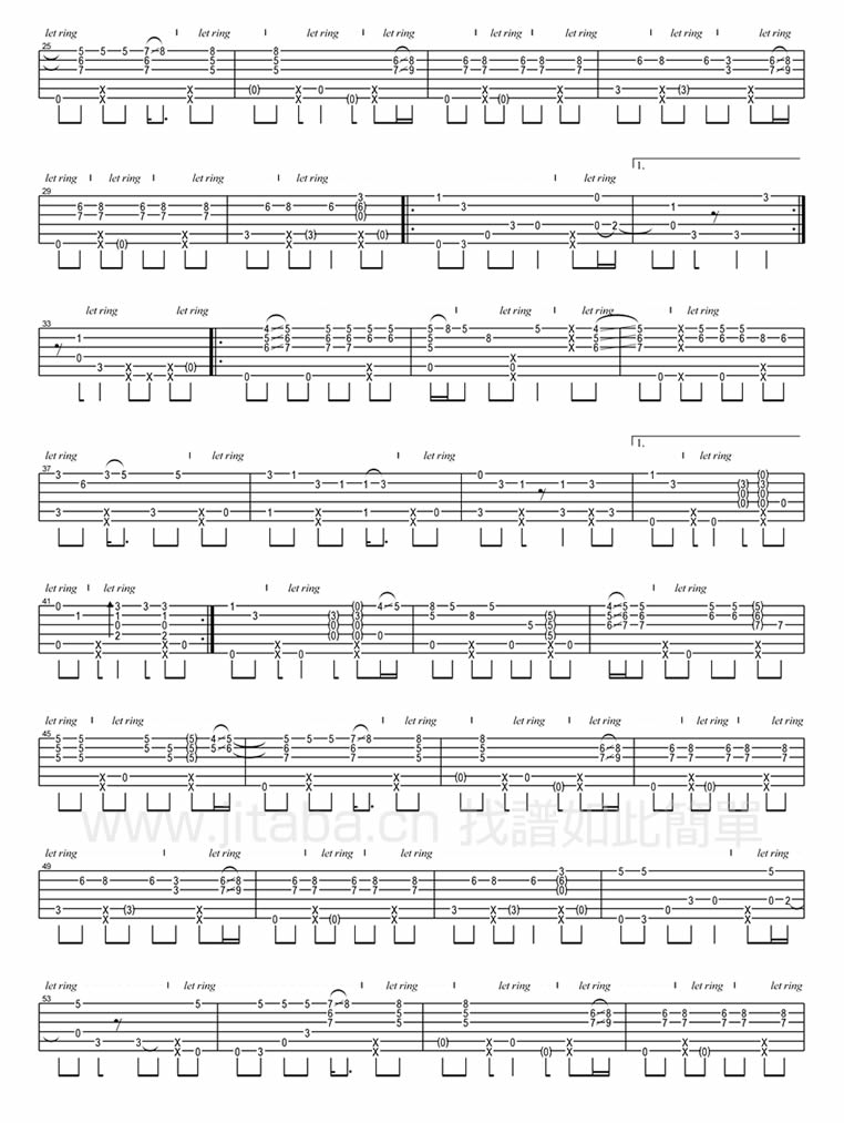 beat it指弹谱 E调六线谱_吉他吧编配_迈克尔杰克逊