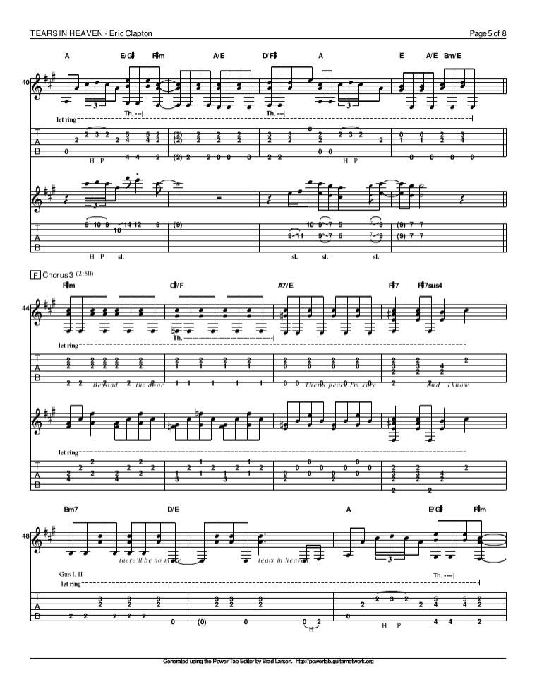 泪洒天堂指弹谱 原调六线谱_精选版_Eric Clapton