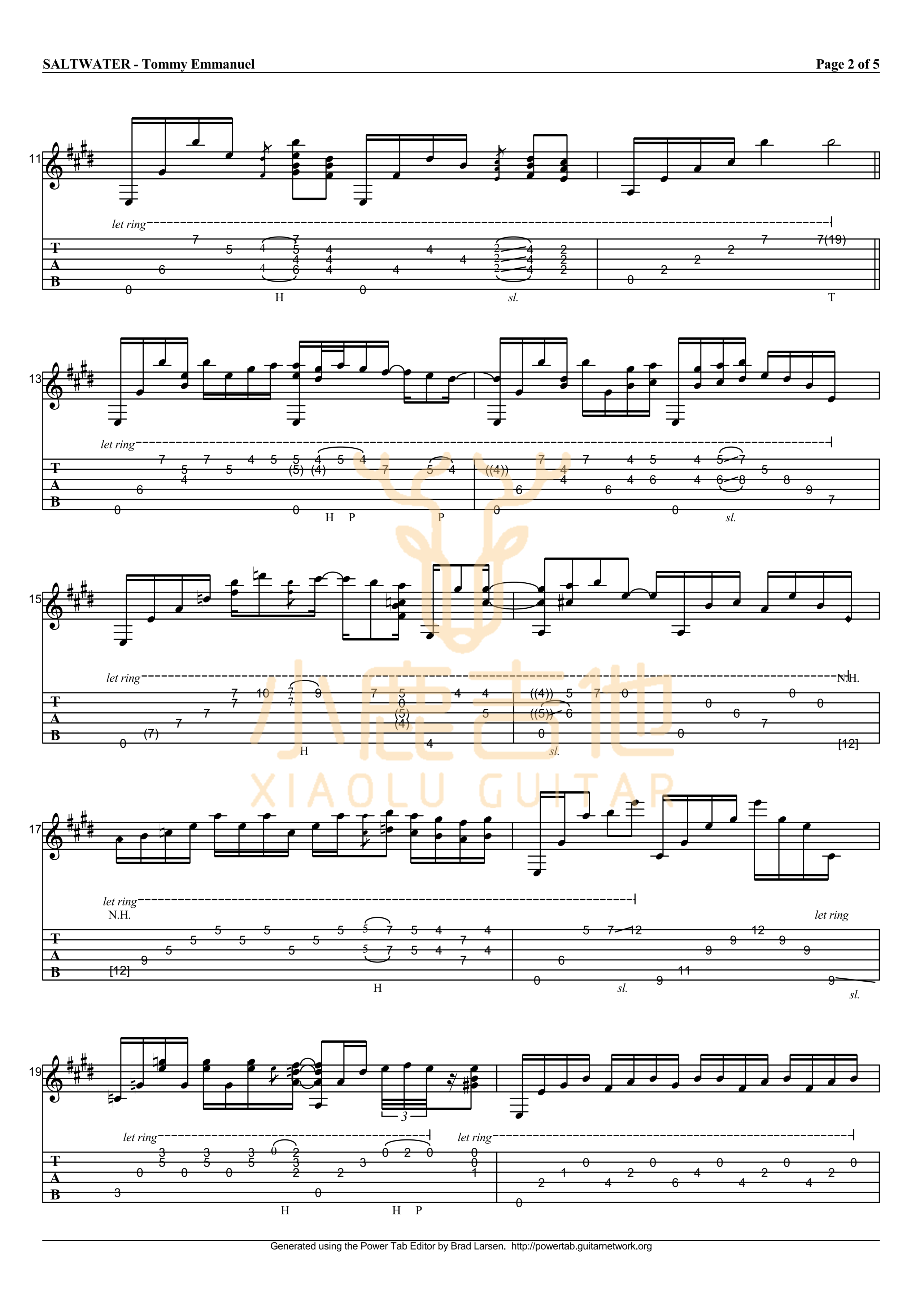 SALTWATER-Tommy Emmanuel指弹吉他谱（小鹿吉他）