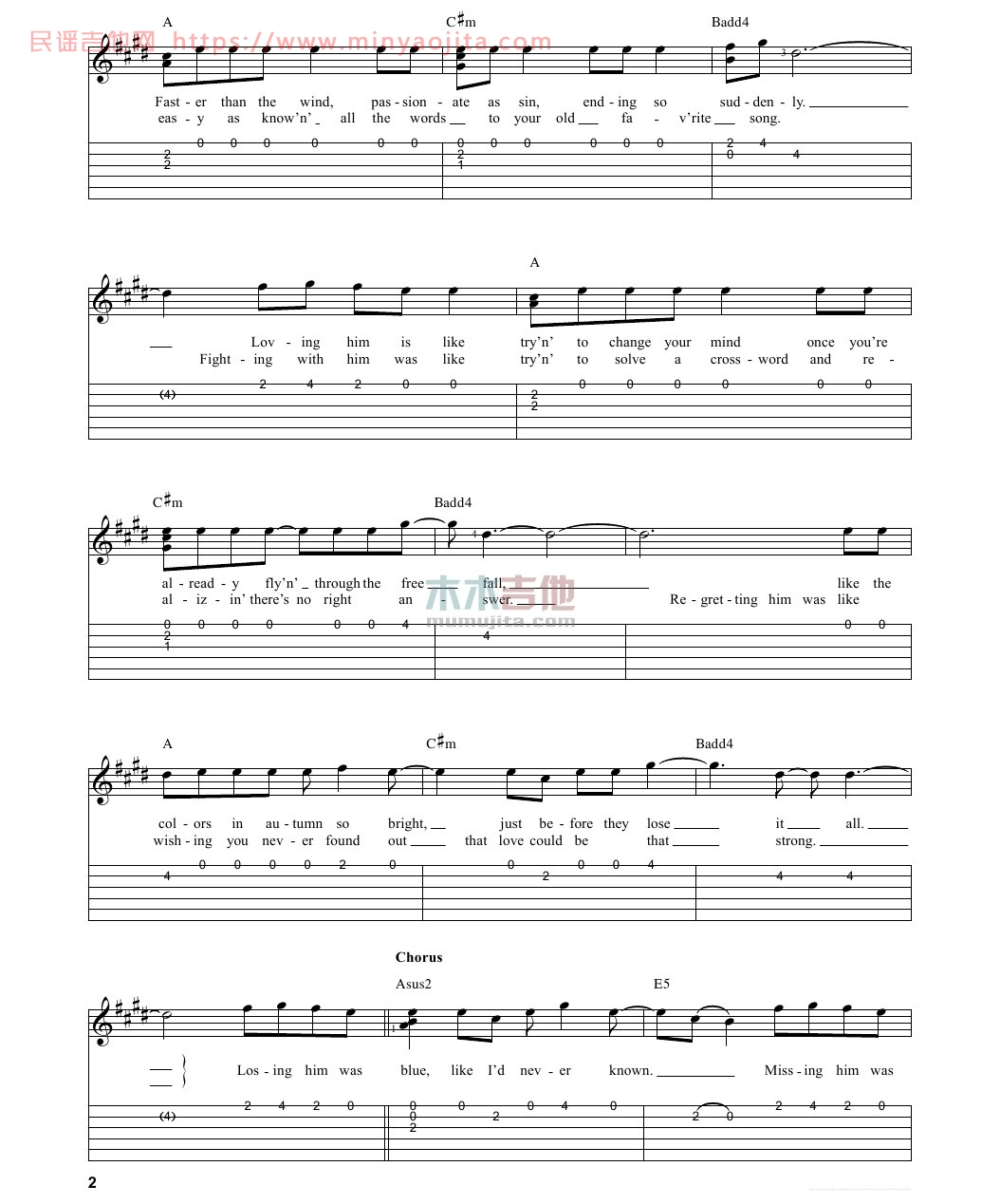 red吉他谱 G调_木木吉他编配_Taylor Swift red吉他谱 G调_木木吉他编配_Taylor Swift