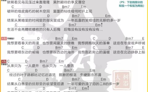 笑吉他谱 G调和弦谱_大树乐器编配_太一