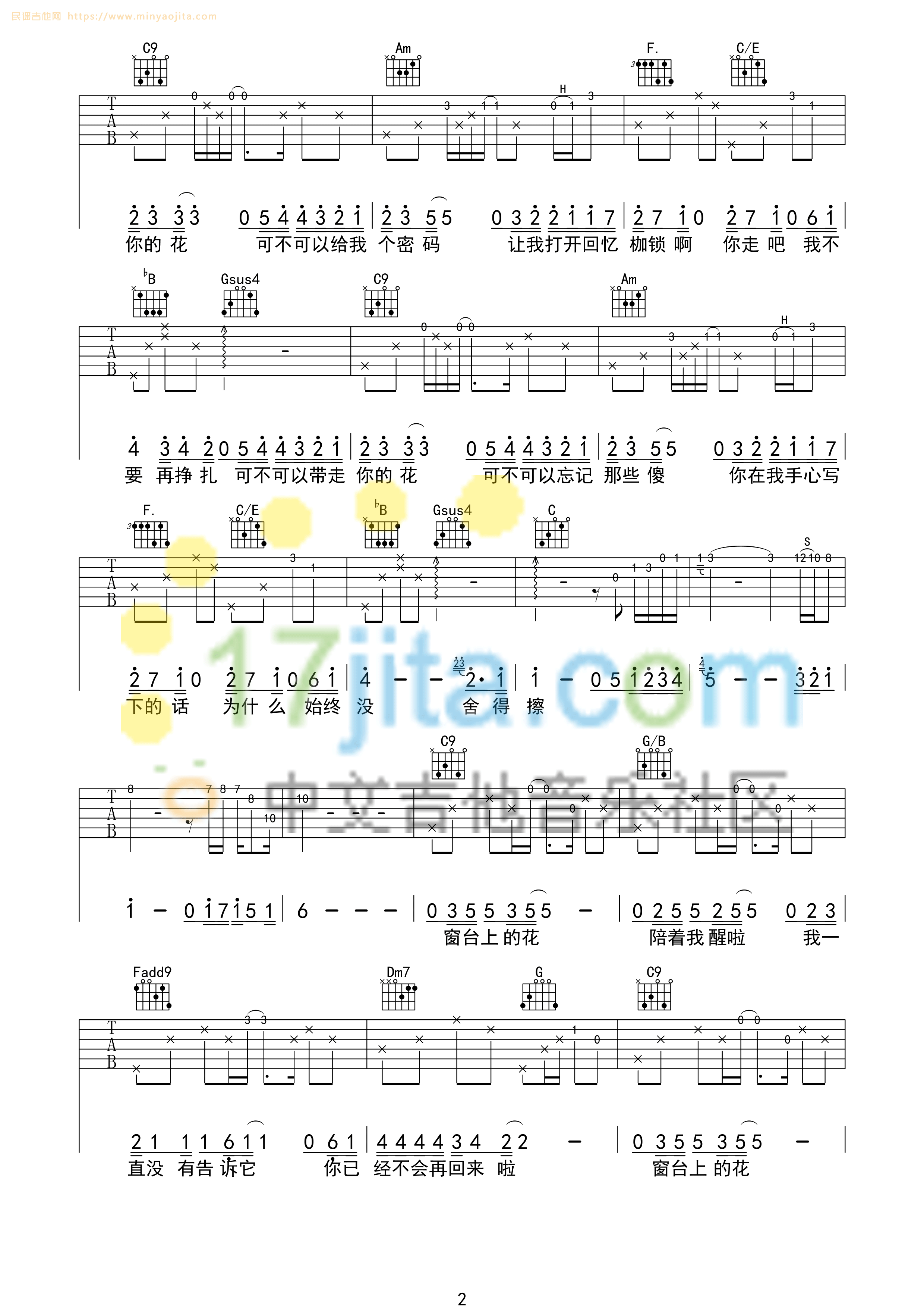 可不可以忘记吉他谱 C调_中文吉他音乐社区编配_王栎鑫 可不可以忘记吉他谱 C调_中文吉他音乐社区编配_王栎鑫