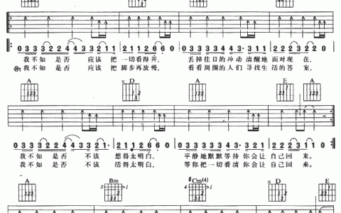 回心转意吉他谱 A调向六线谱_附前奏_零点乐队