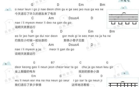 惠化洞吉他谱 G调和弦谱_音乐之家编配_朴宝蓝