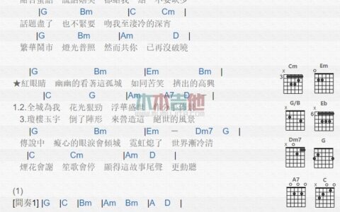 倾城吉他谱 G调和弦谱_木木吉他编配_许美静