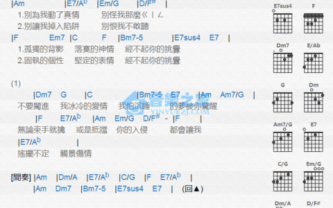 挑衅吉他谱 B调和弦谱_音乐之家编配_信乐团